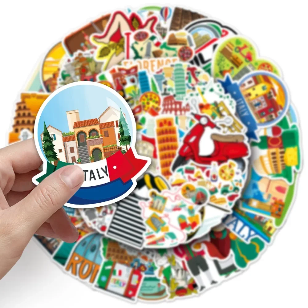 10/50pcs Italy Tourist Landmark Buildings Stickers Pack Travel Theme Decal for Scrapbook Notebook Phone Laptop DIY Craft Decor