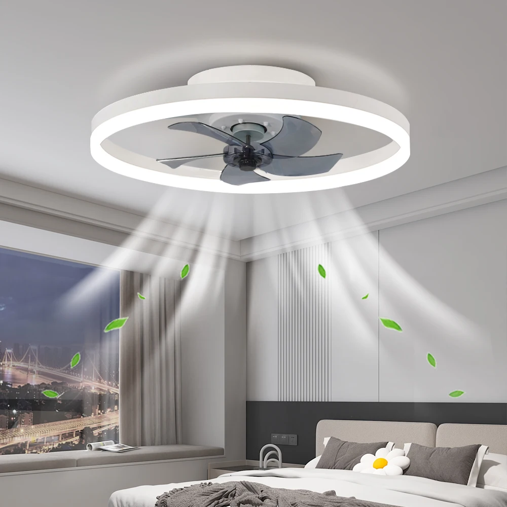 Moderne LED-Deckenventilatorleuchten, 6-stufige Windregulierung, Beleuchtung, für Wohnzimmer und Schlafzimmer, Geräuscharme Einbau-Ventilatorleuchten