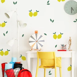 36 PCS DIY Self Adhesive Lemon Wall Decals Nursery Kids Fruit Wall Stickers Background Living Room Classroom Party Decoration Be