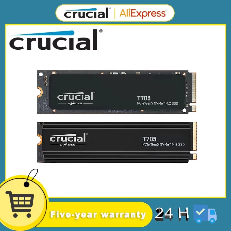 Crucial T705 with Heatsink 1TB 2TB 4T 2280 PCIe 5.0 Up to 14500MB/s NVMe M.2 Internal SSD Solid State Drive For Hi-end Desktop