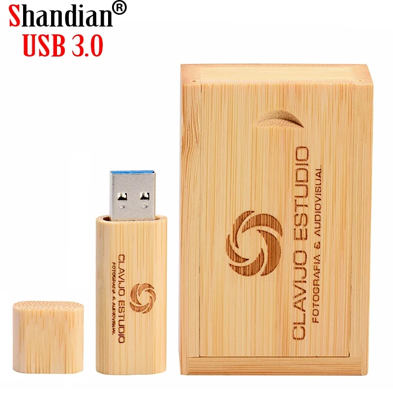 

SHANDIAN USB3.0 Maple wood box USB flash drive bamboo pen drive 4GB 8GB 16GB 32GB Free custom logo engrave 128GB memory stick