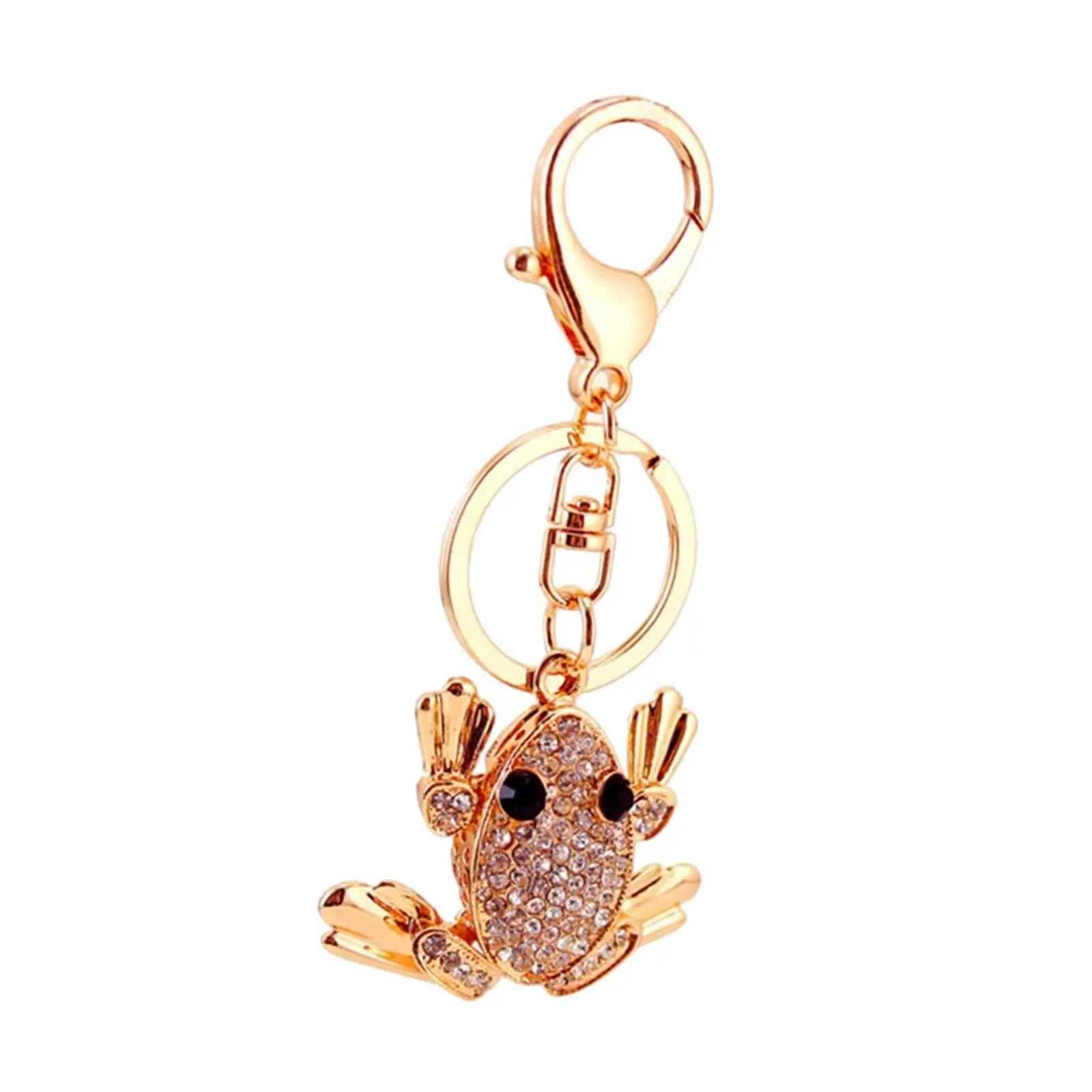 Frog Keychain Artificial Jewelry Accessory Backpack Charms Gold Stylish Sparkling Keyring Frog Key Chain Charm for Women Girls