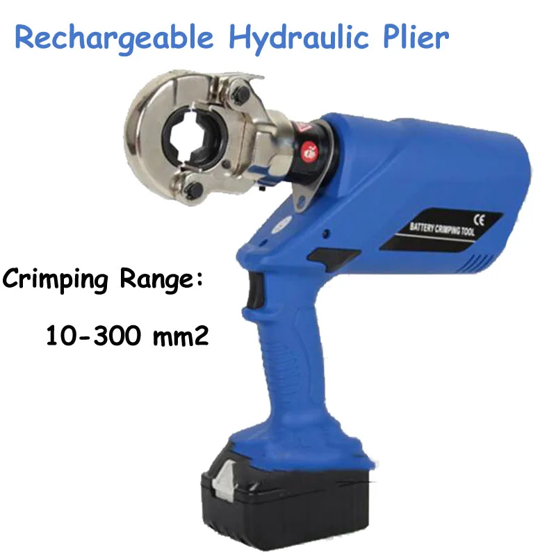 Rechargeable Hydraulic Plier Electric Crimping Tool Battery Powered Wire Crimper with 10-300mm2 Crimping Range HL-300