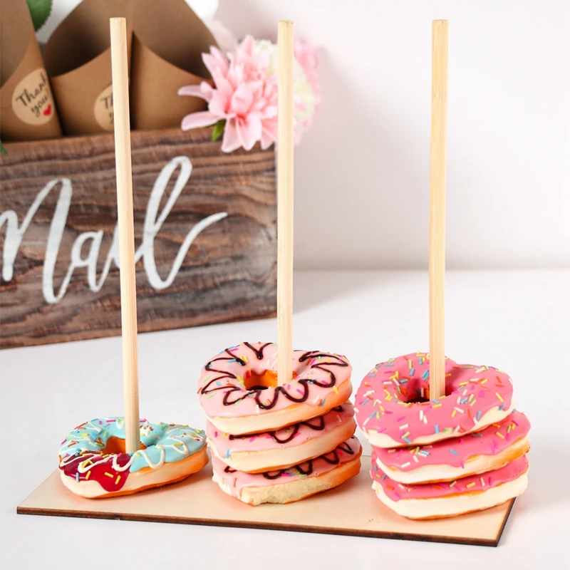 Wood Donuts Stand Holder Sweet Cart  Donut Party Rustic Wedding Table Decor Doughnut Birthday Party Candy Bar Baby Shower Decor