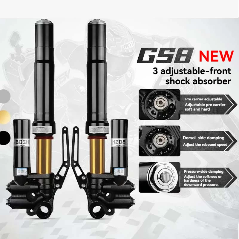 New GS8 Inverted Front Hydraulic Shock Absorber (Aluminium Alloy) for 400mm Installation Scooter Motorcycle Electric