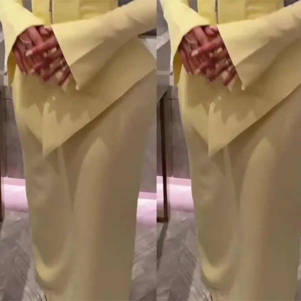 Elegant สีเหลืองชุดผู้หญิงฤดูใบไม้ร่วง 2025 ชุดราตรีปิดไหล่ง่ายชุดราตรีแขนยาวกระโปรงชุดอย่างเป็นทางการ
