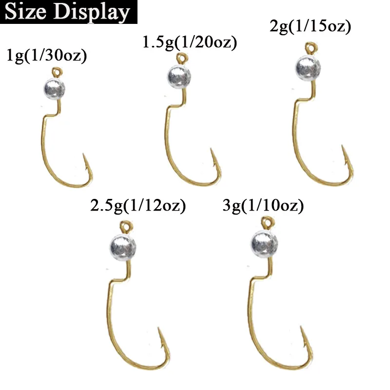 Jigkopfhaken 1g 1,5g 2g 3g Mini-Wurm-Winkelhaken mit scharfer Widerhakenklinge für weiche Köder, Angelzubehör, Pesca Crank Offset Angelhaken – Detail 3
