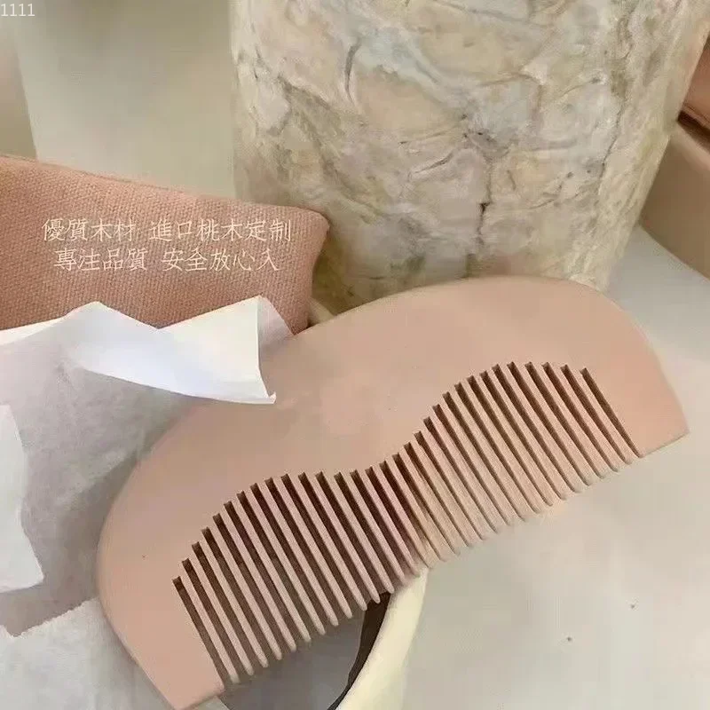 Peach Wood Comb Counter Gift Naked Pink Makeup and Beauty Small Comb with Linen Small Floral Packaging Makeup Comb Hair Care