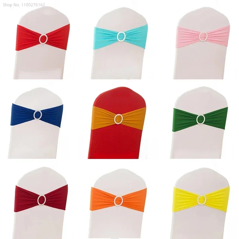Elastic Lycra Stretch Bow Spandex Chair Bands Chair Sashes Wedding Chair Knot Cover For Universal Banquet Chair