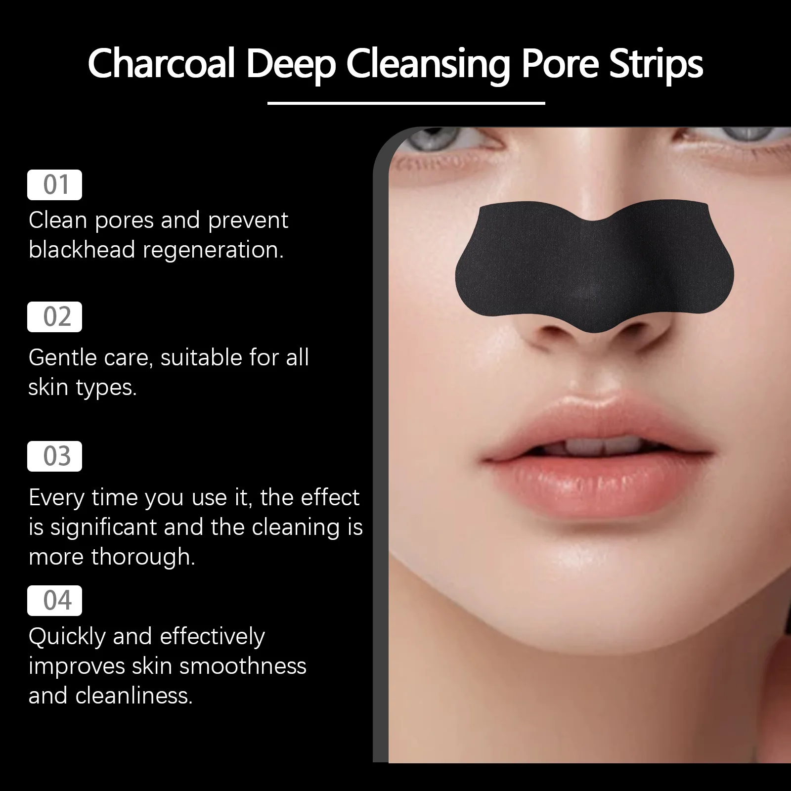 شرائط مسام الأنف الفحمية، إزالة الرؤوس السوداء للتنظيف العميق، معالجة المسام وتنقية وتكريرها #2