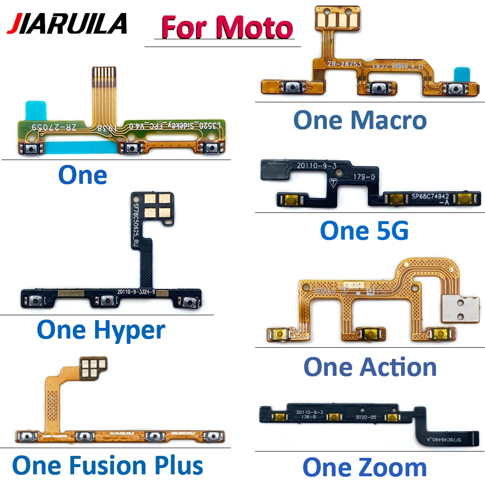 For Motorola Moto One Fusion Plus Action Hyper Macro Vision Zoom / One 5G Power On Off Volume Side Button Key Flex Cable Parts