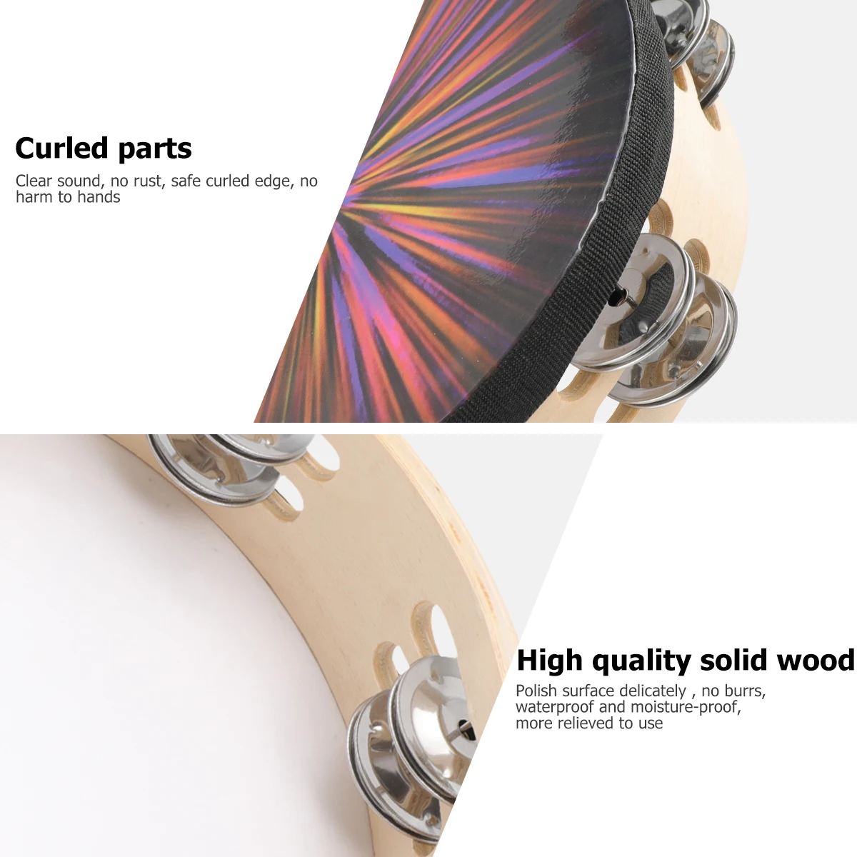 

Hand Tambourine Handbell Drum Percussion Double Row Jingles