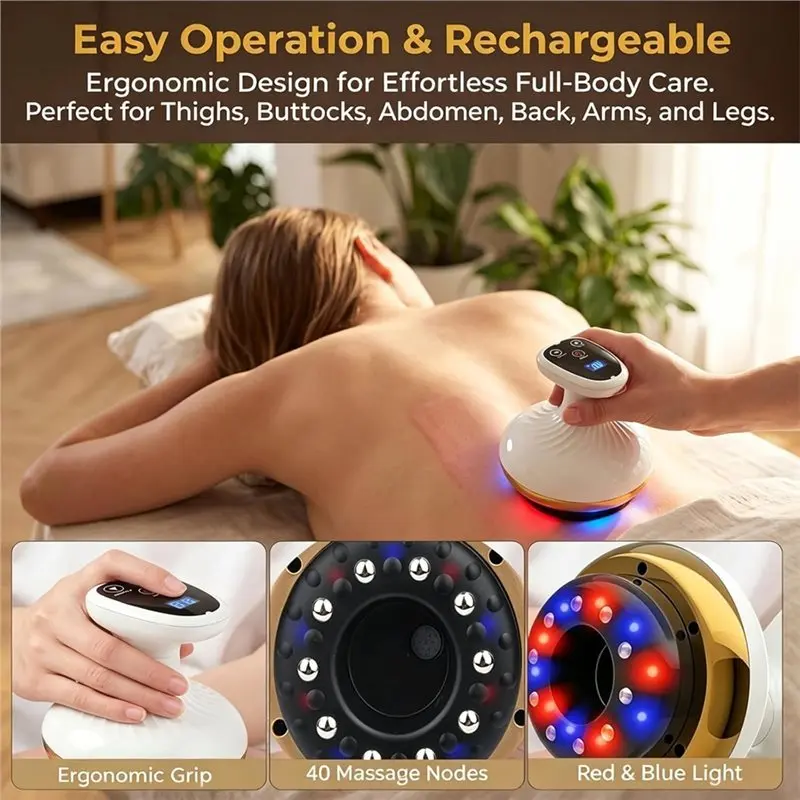 B83B-4-In-1 Electric Rechargeable Gua Sha Massage Tool Featuring 9-Level Suction& Heat Therapy Function For Lymphatic Drainage