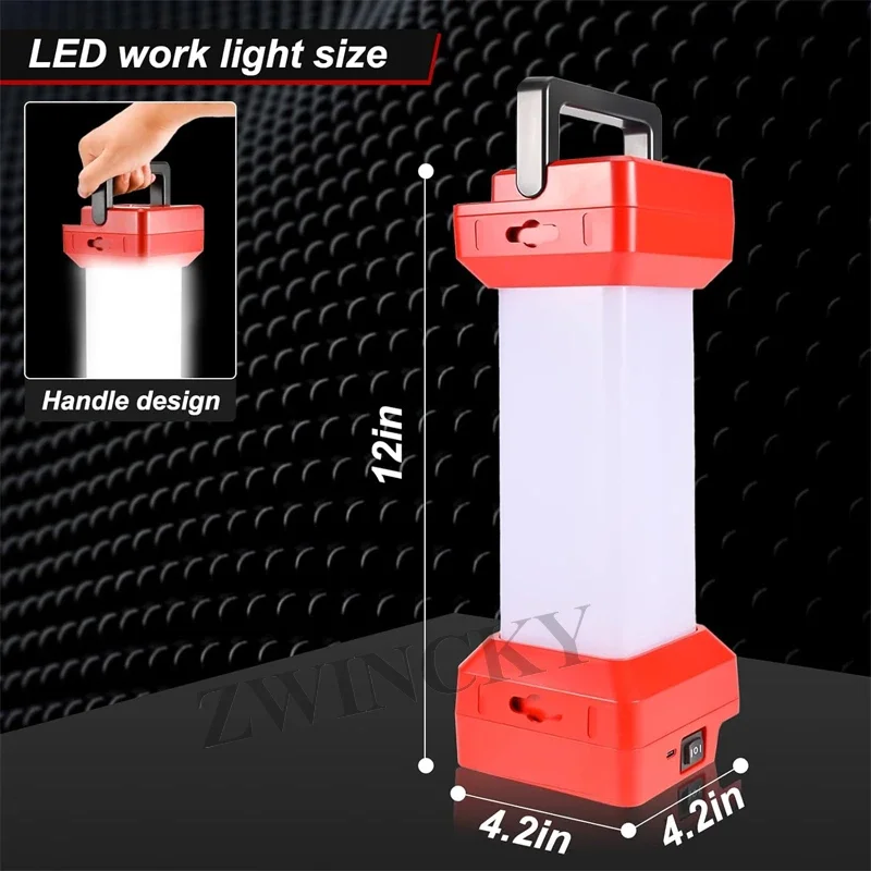 ไฟ LED สําหรับ Milwaukee 18V Li-Ion แบตเตอรี่ไฟ LED ทํางานไฟฉายแบบพกพาโคมไฟน้ําท่วมฉุกเฉิน Camping โคมไฟตกปลากลางแจ้ง