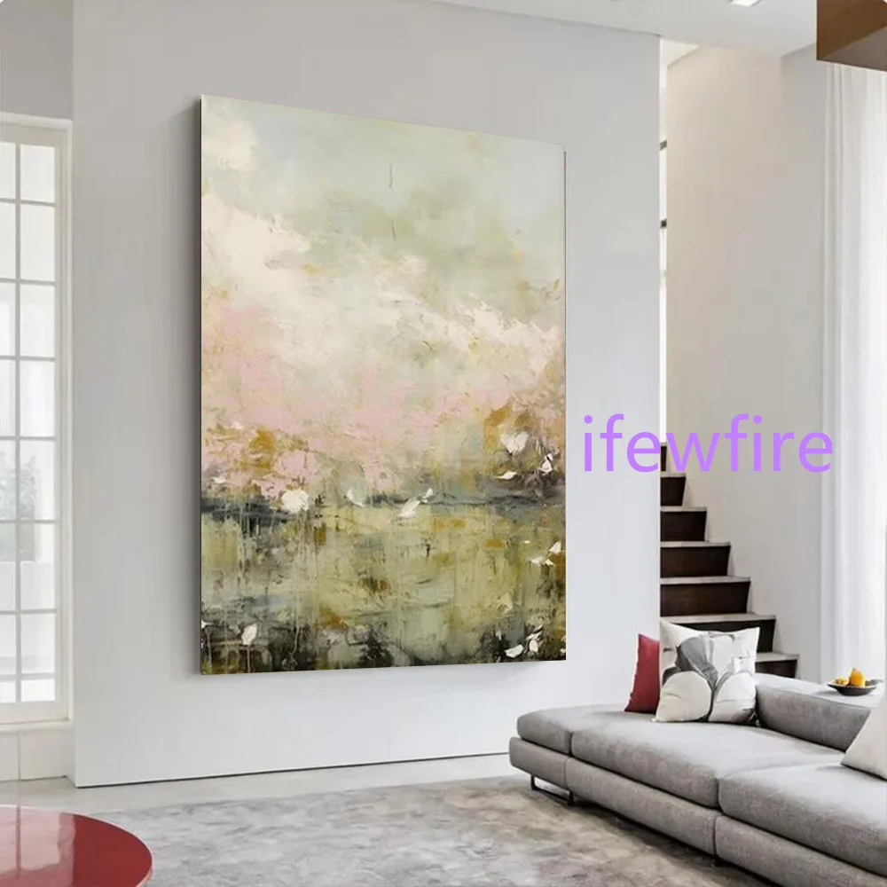 Modern 100% Handmade Abstract Oil Painting on Canvas Original Scenery Wall Art Picture for Home Living Room Decor Image Artwork