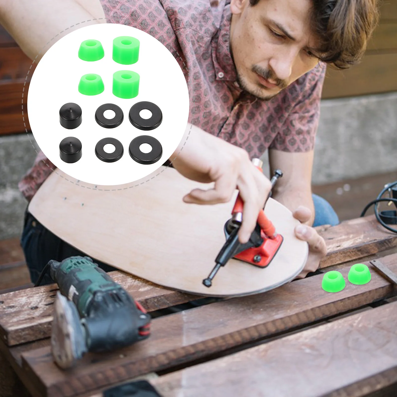 1Set Skateboard Shockproof Absorber Kit Vibration Damping Bushings Longboard Truck Replacement Parts