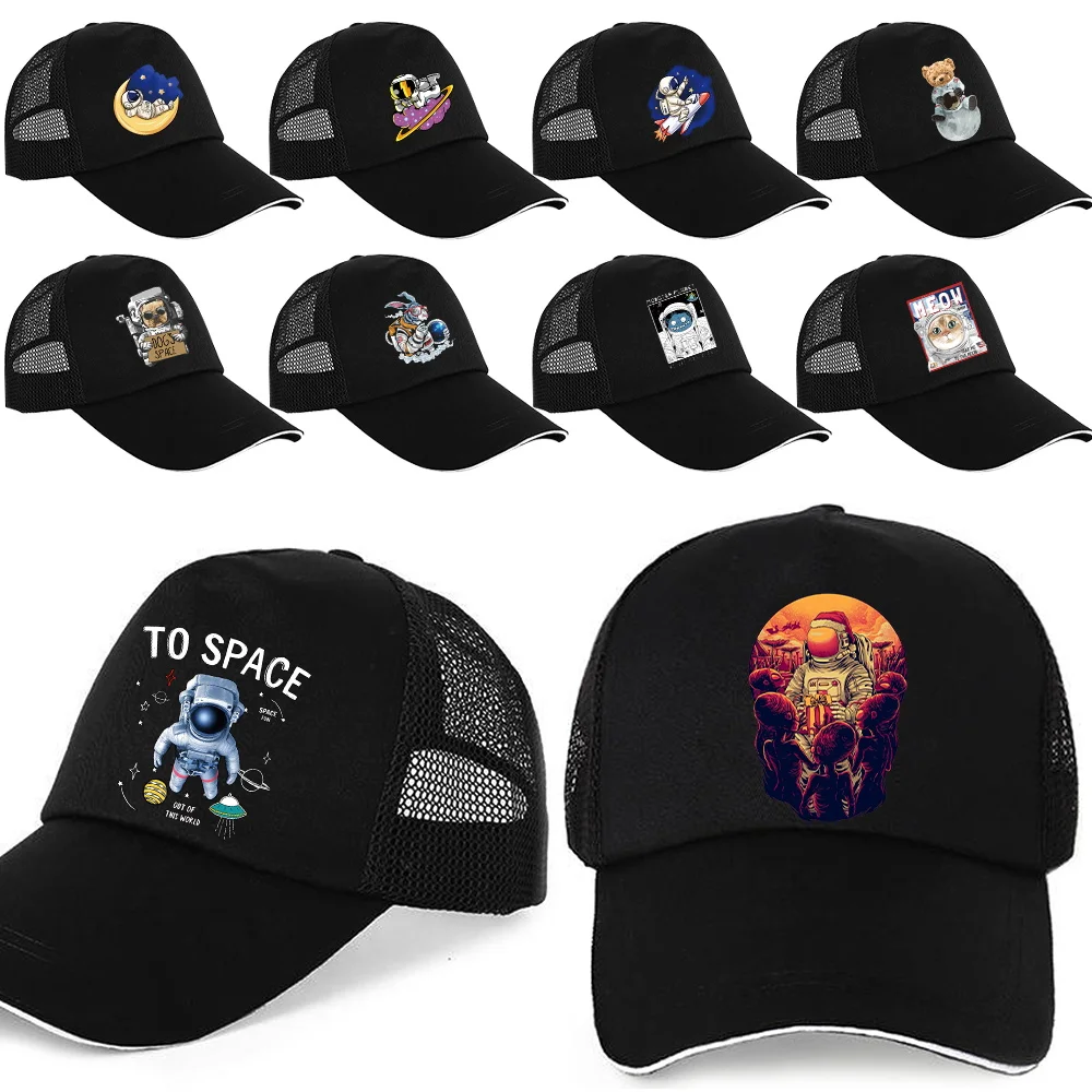 Outdoor Sport Baseball Cap Spring and Summer Fashion Astronaut Print Adjustable Men Women Caps Fashion Hip Hop Back Buckle Caps