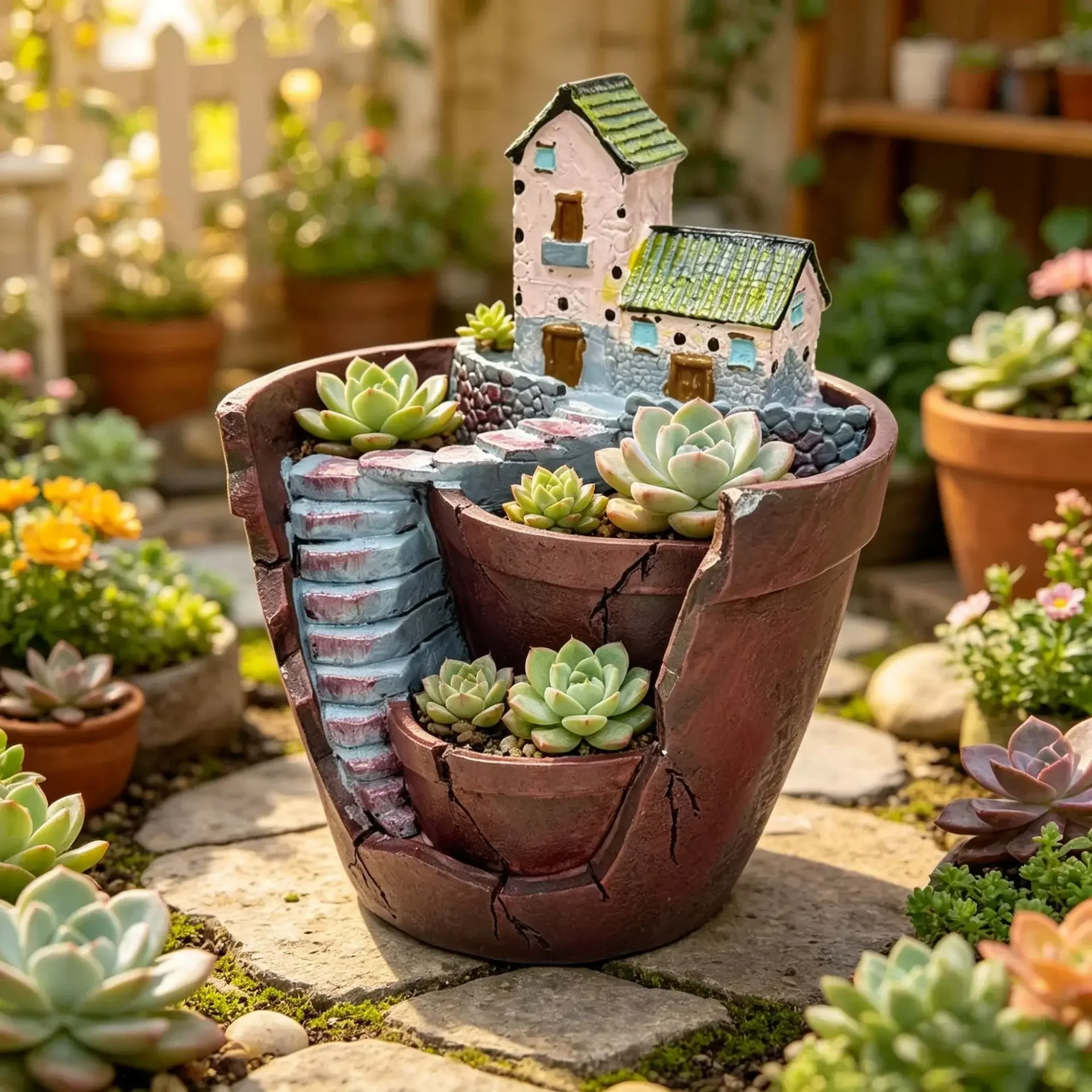 Nordic Creative Hanging Garden Resin Succulent Planter Mini Fairy Landscape Pot For Home Balcony Yard Decor Gift