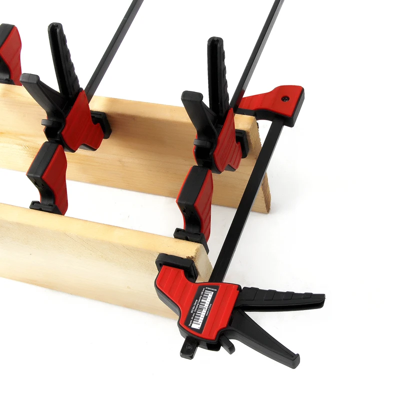 4-piece set of 4-inch heavy-duty steel bar clamp, one handed wooden clamp set, hand tool quick ratchet release F-type clamp