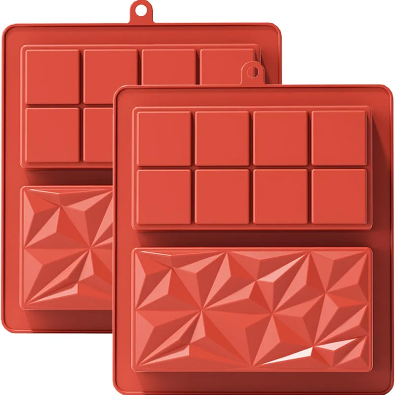 チョコレートバーモールドディープ、ぬいぐるみバー用シリコン厚いチョコレートモールド、スクエアピスタチオチョコレートバーブレイクアパートドバイバーモールド