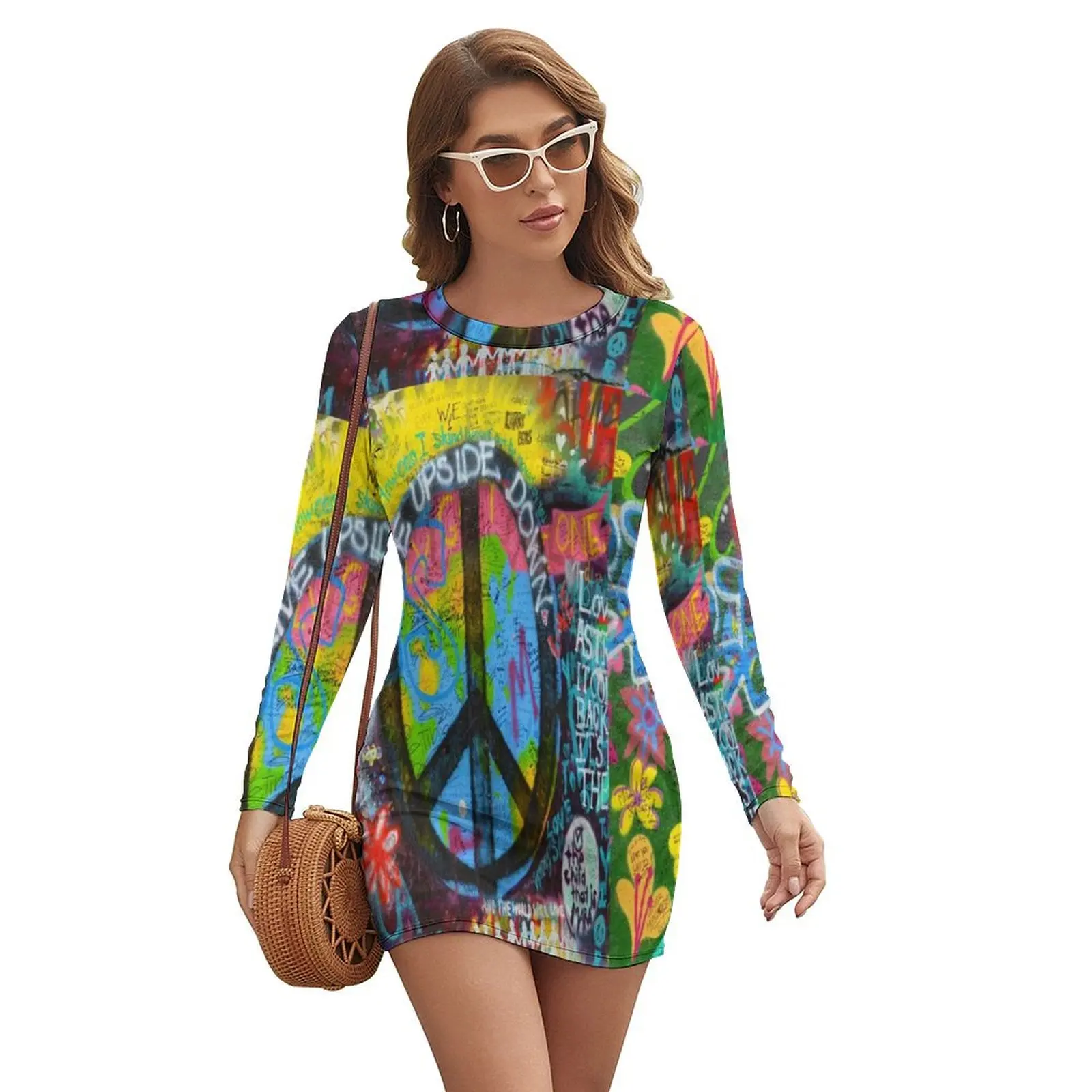 

Graffiti Peace Wall Long-sleeved Dress dresses for prom beach dress womens dress summer dresses for women 2024