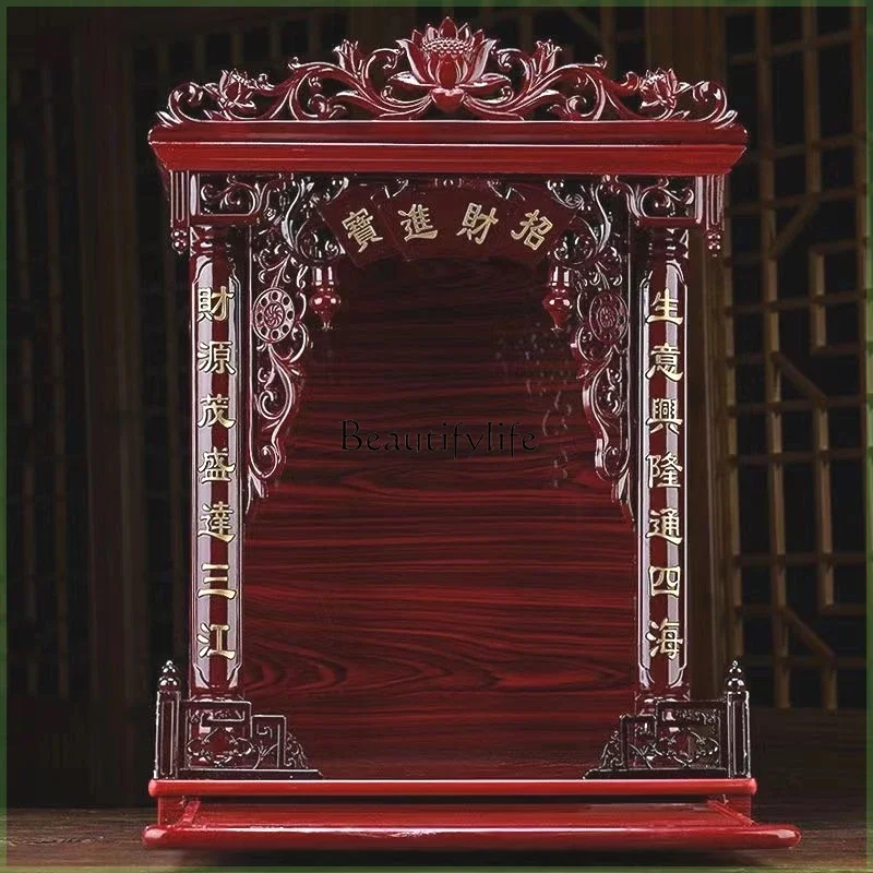 

ls 18God of Wealth offering table incense table mahogany Buddhist niche Buddhist cabinet