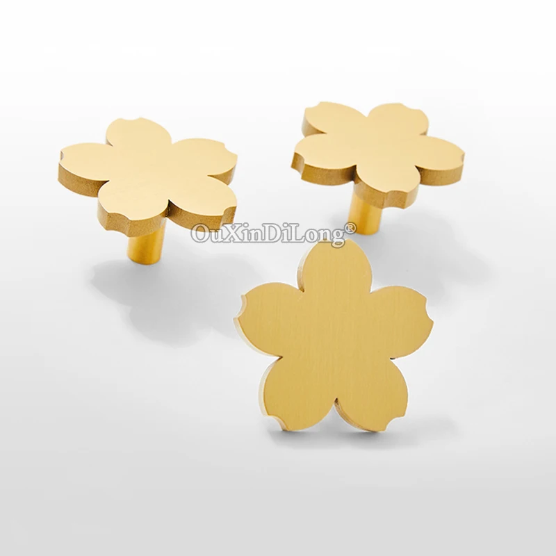 4PCS Pure Brass Cherry Blossom Furniture Pulls Handles Drawer Knobs Cupboard Wardrobe Kitchen Dresser Shoe TV Wine Cabinet Pulls