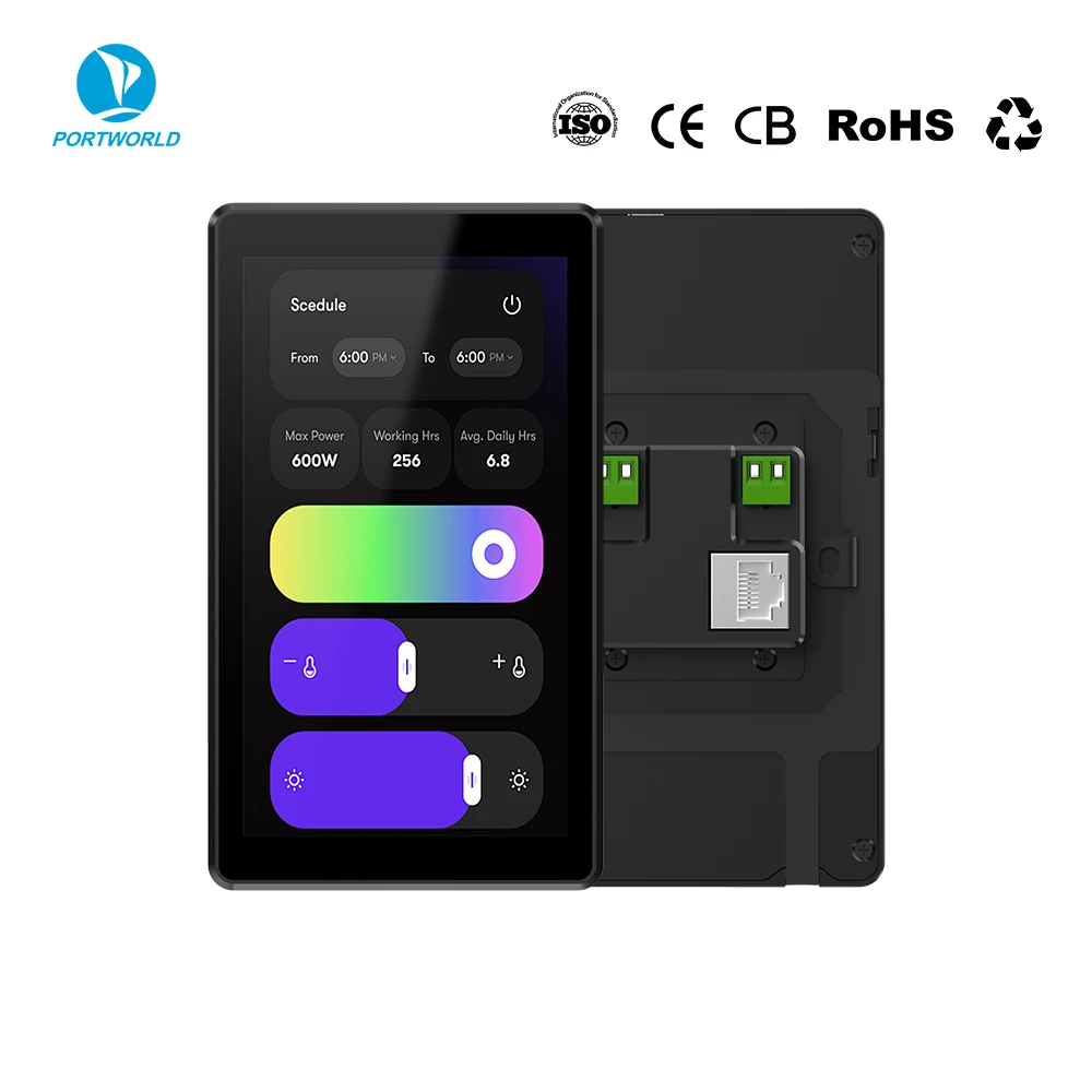 Portworld Aluminum case 5.5 Inch RK3576 Android 14 Center Control Switch for Lighting Control with CE Support OEM/ODM
