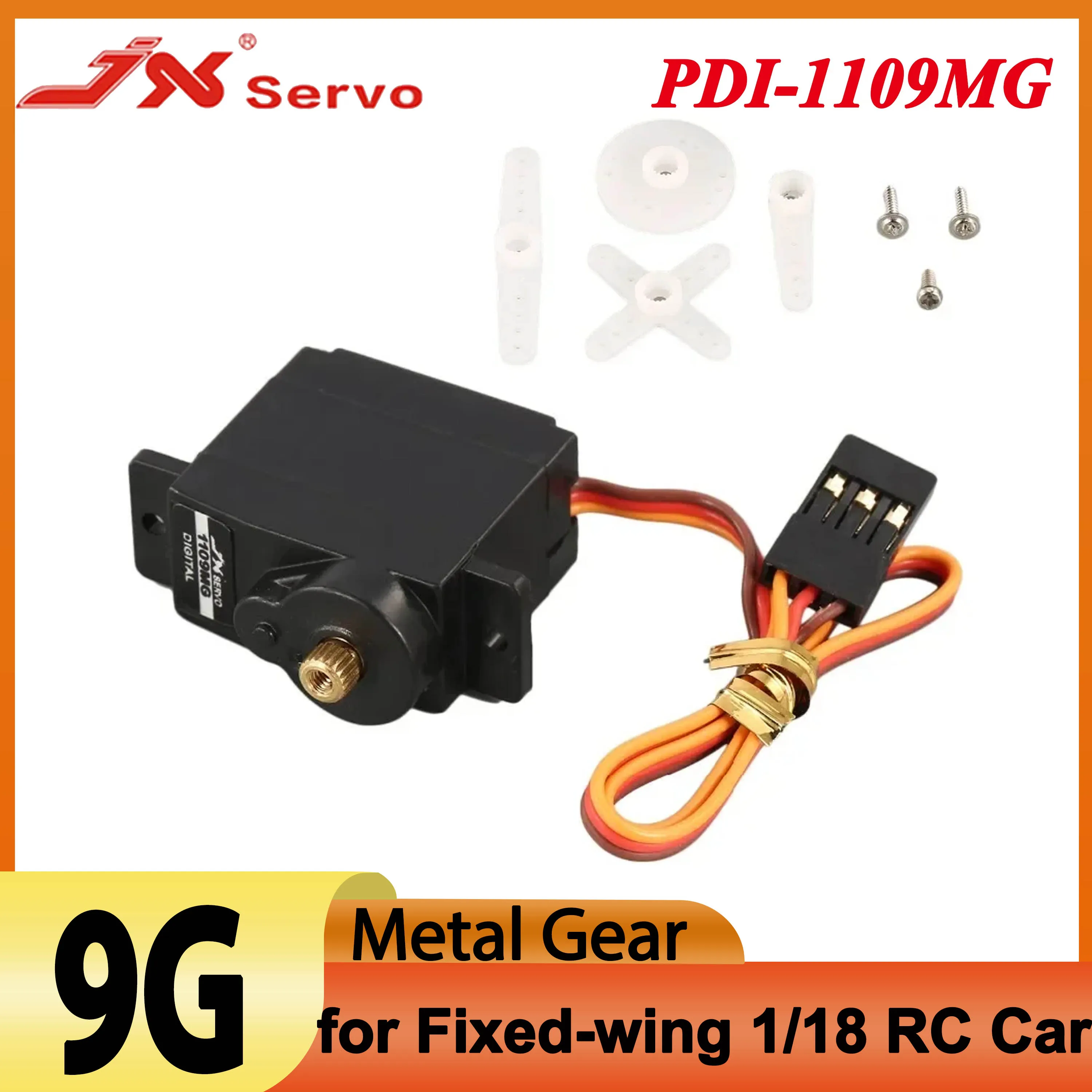 JX PDI-1109MG 9g 2.5kg Coppia Metal Gear Mini Servo per 1/18 RC Auto ad ala fissa Drone Aereo Elicottero Barca Nave Robot Braccio