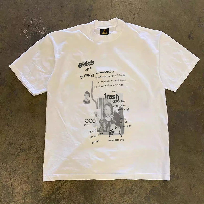 Loose Fit Cotton T-Shirt Unisex Short Sleeve Double Thread UPUPXIA Hero Print Sweat Absorbent round Neck Casual Summer Top