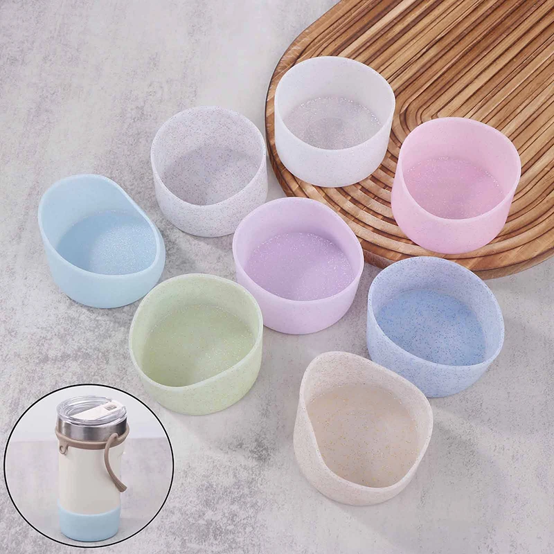 1pc 8 Colors 7.5CM Silicone Cup Bottom Cover Heat Insulation Coaster Sleeve Water Cup Cover 75MM AntiSlip Bottle Sleeve