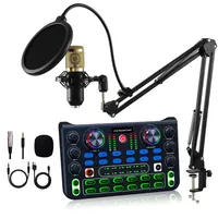 X60 Live Sound Card with BM800 SF666 Microphone Kits DJ Audio Mixer and Voice Changer for Karaoke Singing Broadcast Recording