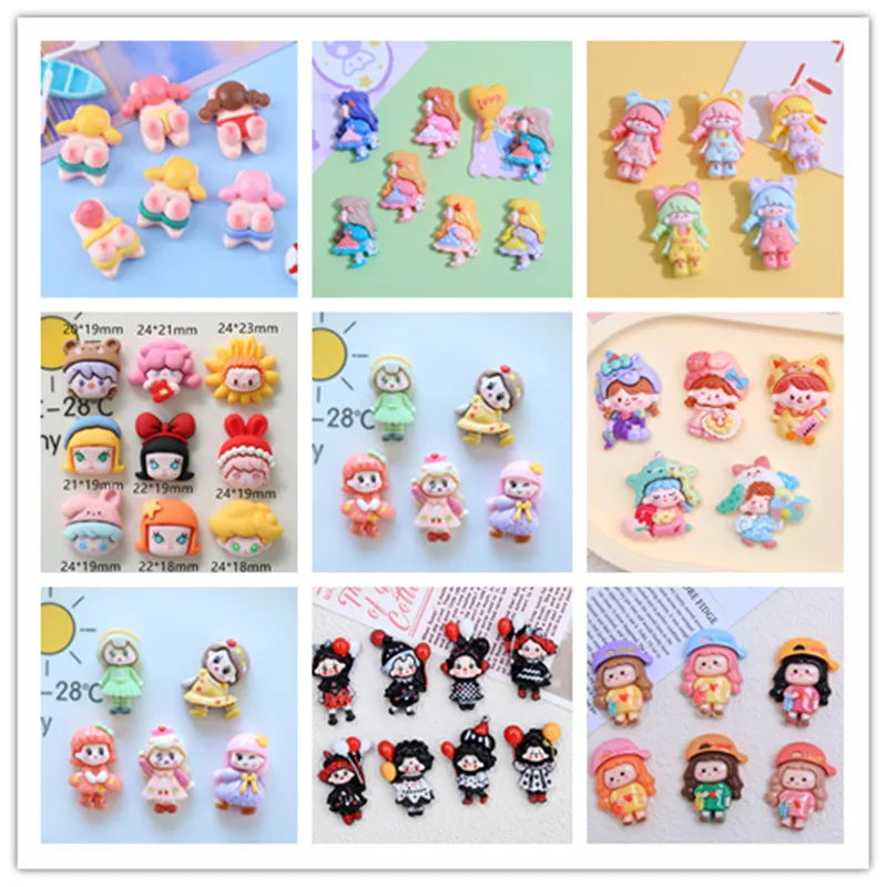 100pcs Kawaii Cartoon Princess Girl Resin Flatback Cabochon for Hair Bow Center Scrapbook DIY Decoration Accessories