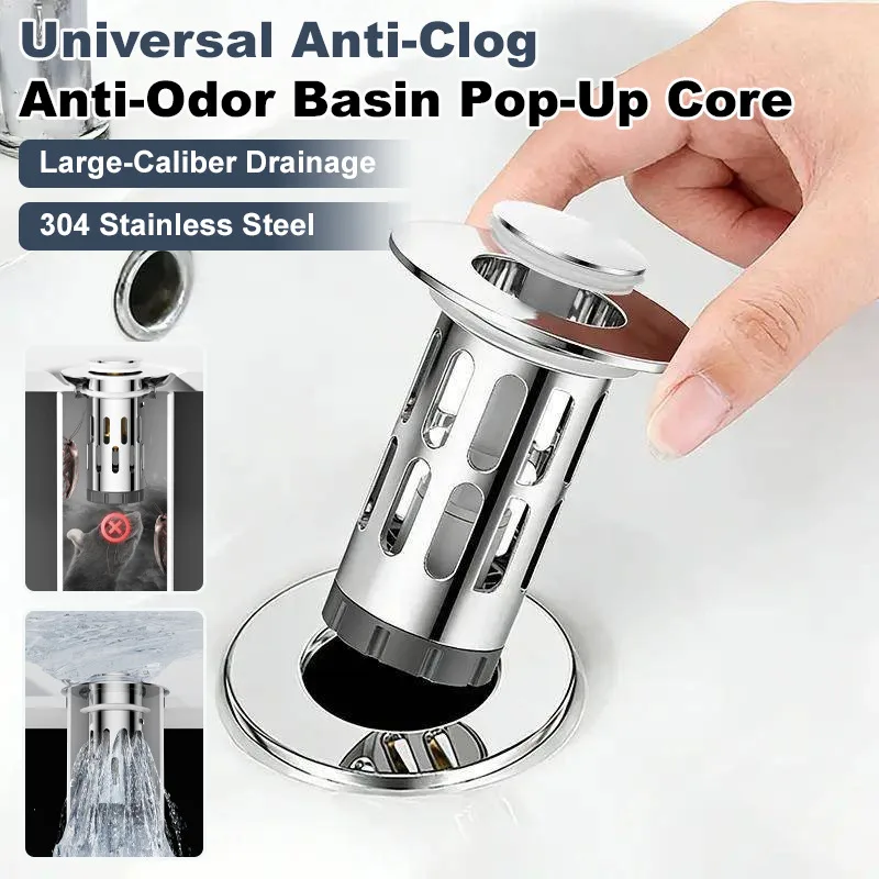 Basin Drain Stopper Pop Up Core Anti Odor Filter Universal Sink Washbasin Bathroom Accessory New Design
