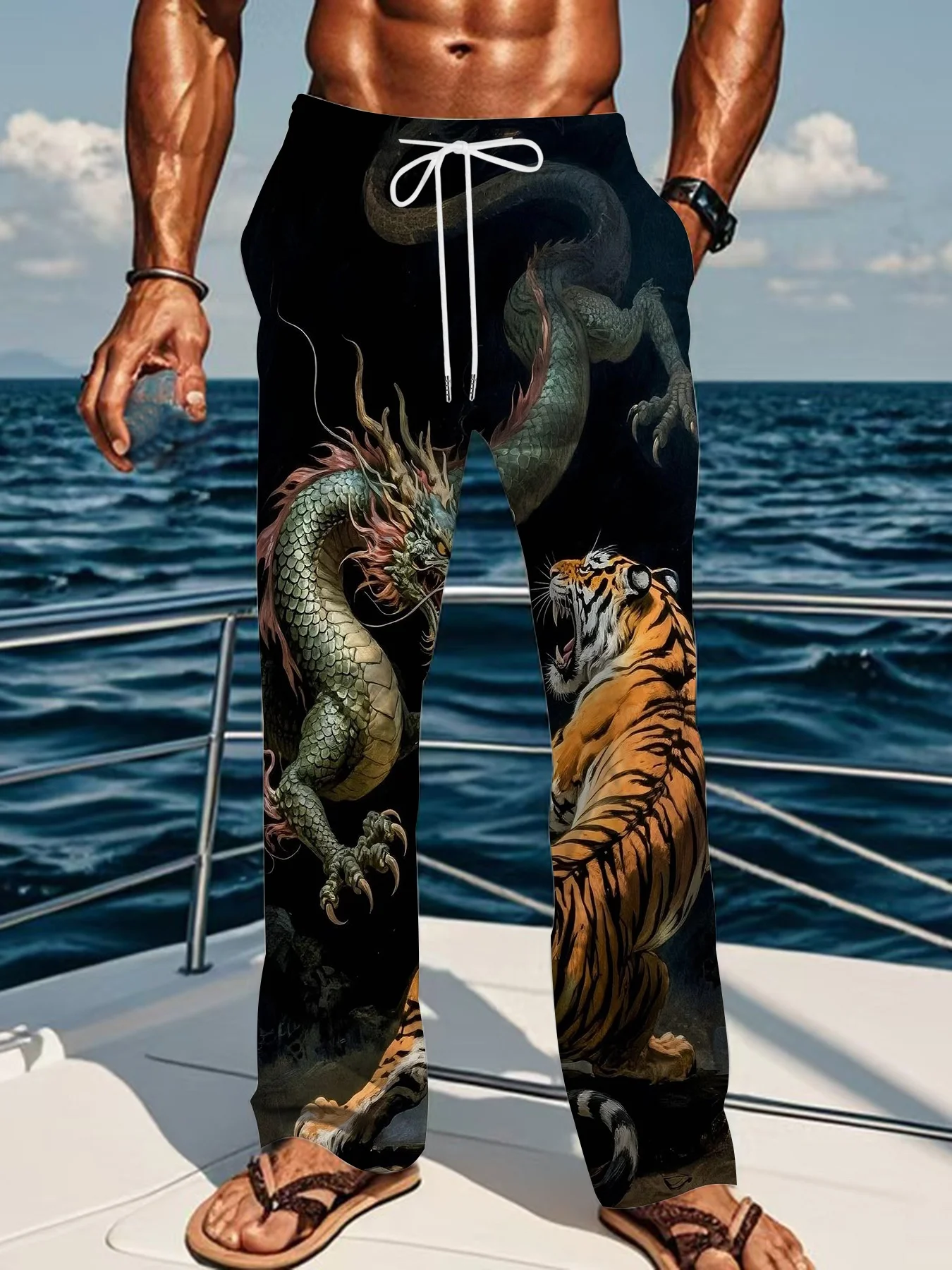 2026New Fantasy Dragon Pattern Straight Leg Sports Pants Neutral Retro Aesthetics Hip Hop Harajuku Streetwear Loose Casual Pants