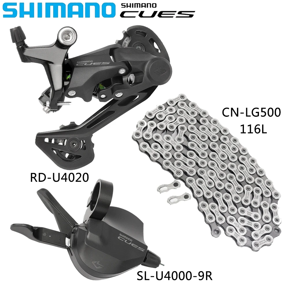 SHIMANO CUES 9 Speed MTB Bike Derailleur Groupset U4000 U3020 U4020 Rear Derailleur CN-LG500 116L Chain Bicycle Parts