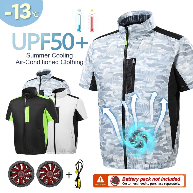Unisex Summer Cooling Fan Vest for Construction Sites, Outdoor Protective Cooling Workwear Jacket