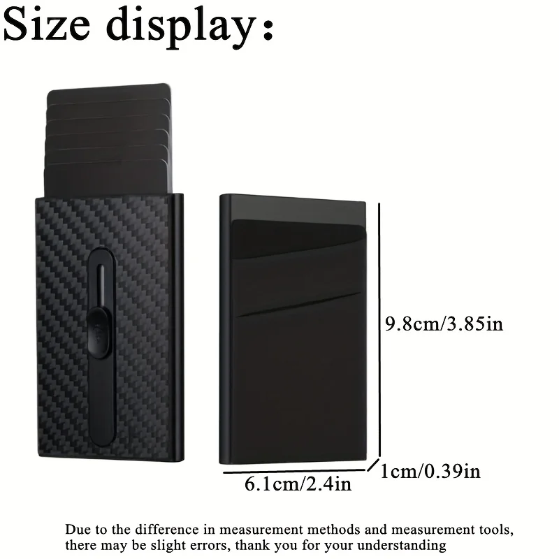 Carbon Fiber Pattern Walnut Wood Grain Credit Card Holder with Adhesive Backing Card Box