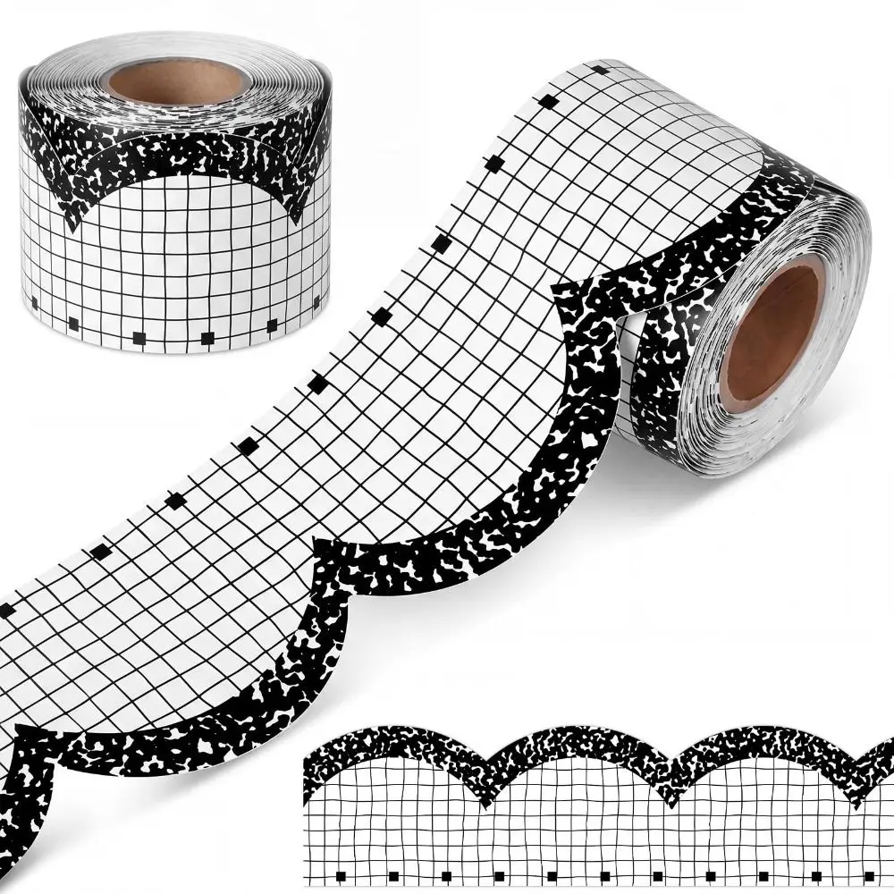Self Adhesive Blackboard Border Sticker 10m/roll Easy to Cut Bulletin Board Trim Cartoon Print Pencil Bow Wall Border Sticker