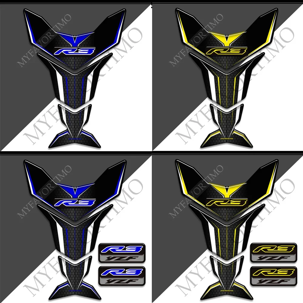 

Stickers Emblem Logo Tank Pad Decals Fuel Protector Motorcycle Gas Knee Kit Fairing For YAMAHA YZF R3 YZF-R3