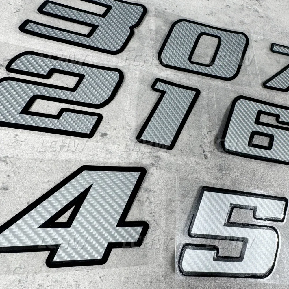 Carbon Grey Motorcycle Stickers Racing Number Digits 0-9 Decal Car Styling Vinyl Decal Waterproof