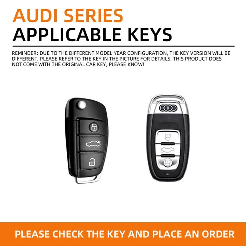 Zinc Alloy Car Remote Smart Key Cover Case Shell Fob Protective Keychain For AUDI TT TTRS Custom Logo car accessories interiors