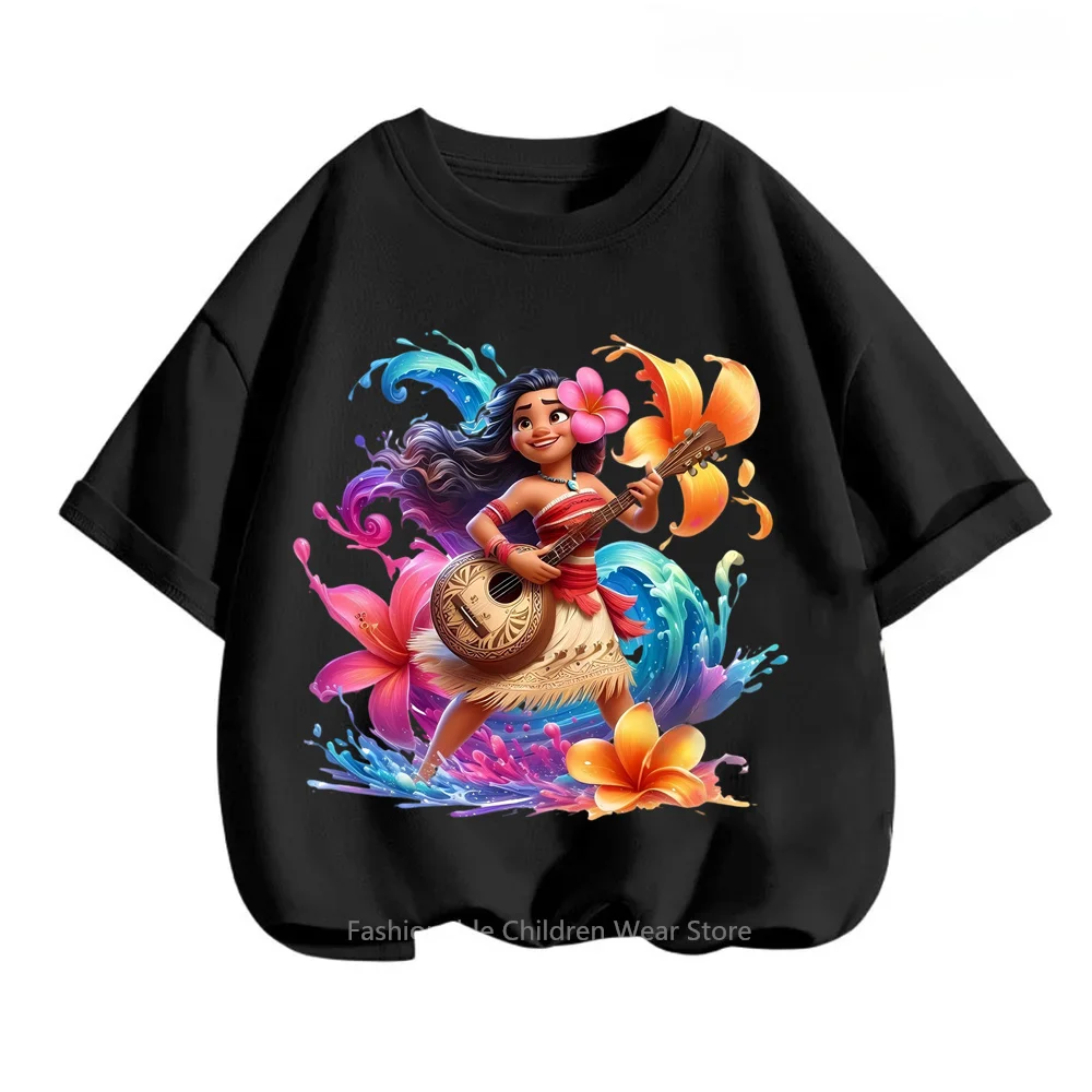 Disney\'s Moana An Oceanic Adventure for Boys Girls Kawaii O-neck Summer T-shirts with Cartoon Prints Simple Korean-style Chic