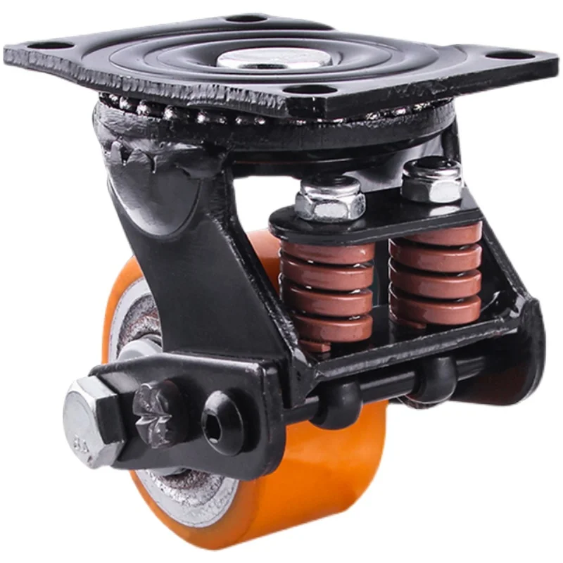 Gate shock-absorbing casters, super heavy-duty industrial universal wheels with brakes