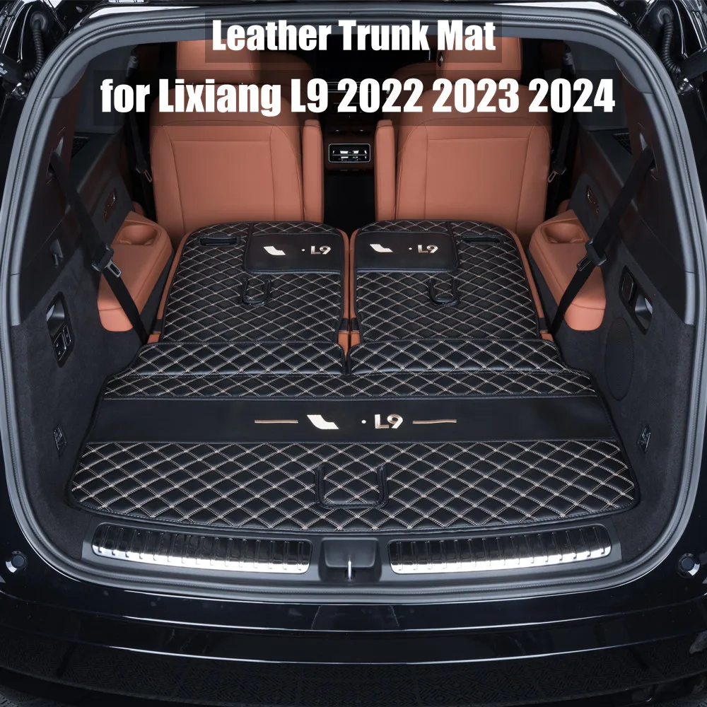 Leather Trunk Mat Floor for Li Lixiang L9 2022 2023 2024 Car Rear Trunk Liner Cargo Boot Tray Rear Seat Backrest Pad Accessories