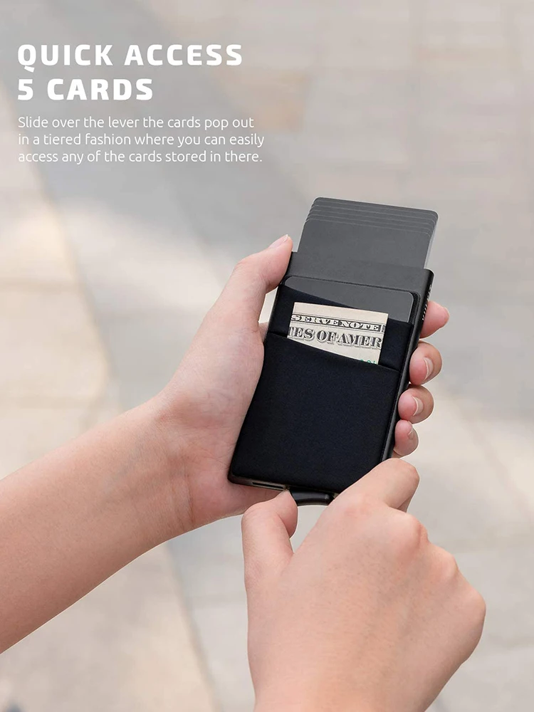 YATBEST Card Holder Automatic Pop-Up With Money Bag Ultra-Thin Metal Credit Card Box Aluminum Box Card Bag