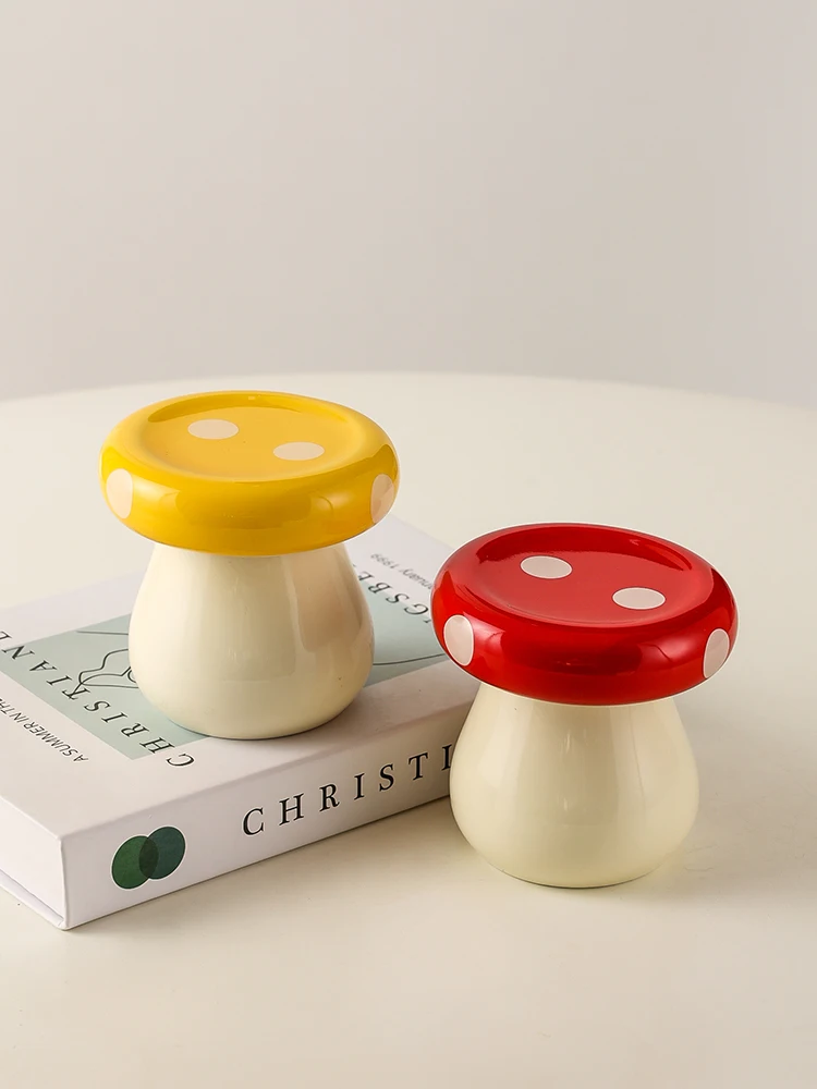 Nordic Cartoon Cute Mushroom Design Toothpick Holder Cotton Swab Box Storage Container Home Use Dental Floss Box