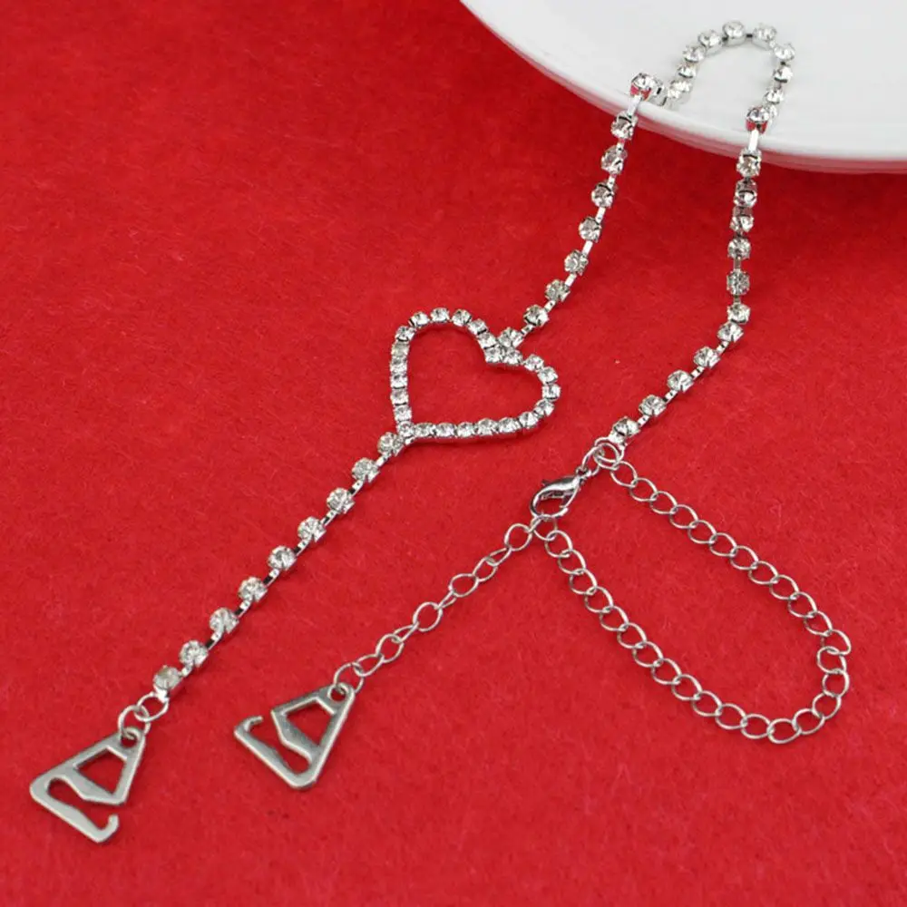 Shoulder Prom Bridal Heart Shaped Bra Straps 1 Pair Rhinestone