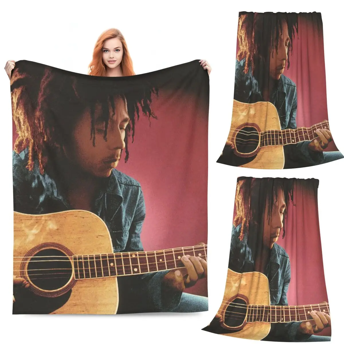 

Bob Marley Album Reggae Music Jamaican Style Blankets Fleece Sofa Throw Blanket Breathable for Home Travel Throws Bedspread