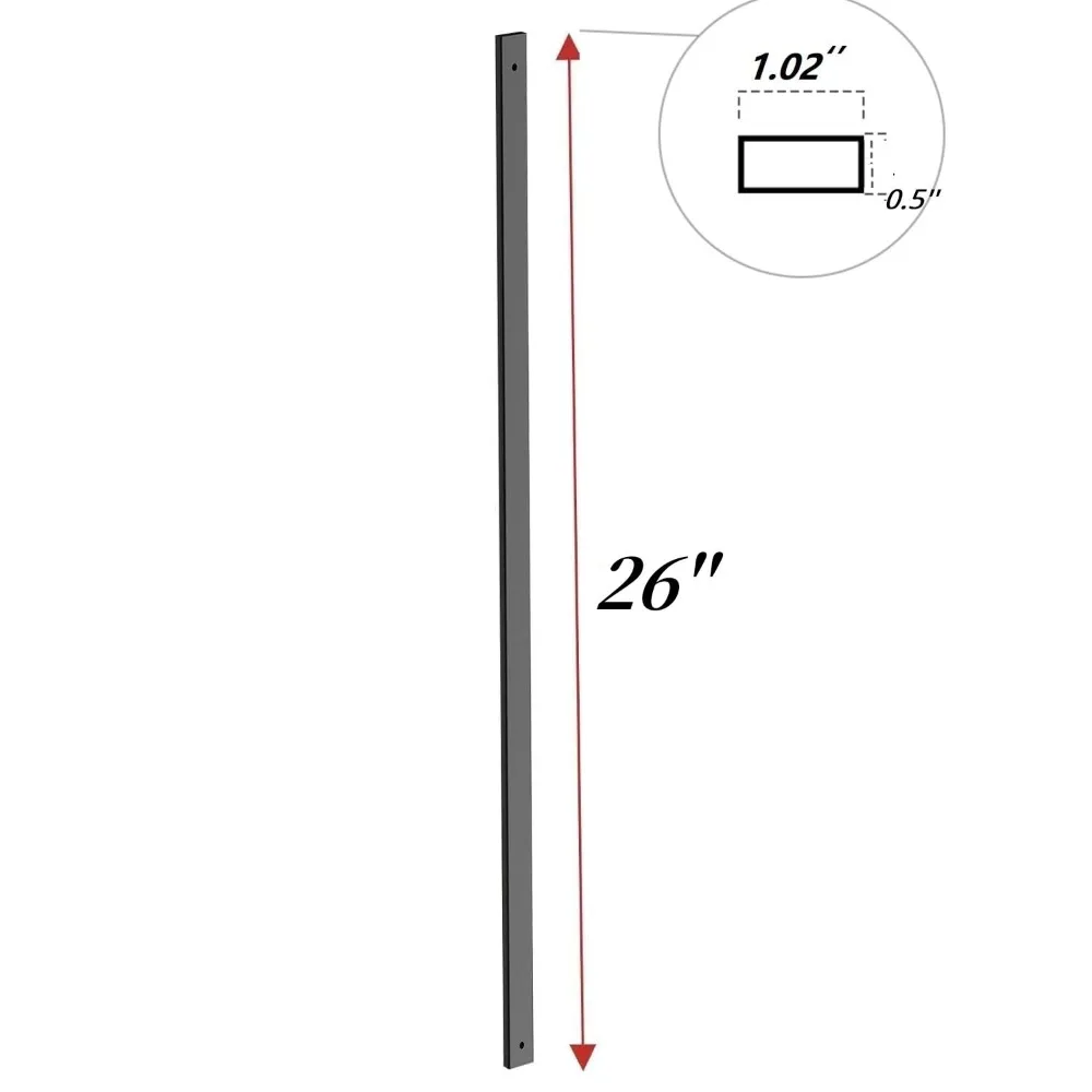 100-Piece Deck Baluster Set with End Caps and Screws - 26-Inch Rectangle Hollow Metal Railing Spindles for Decks